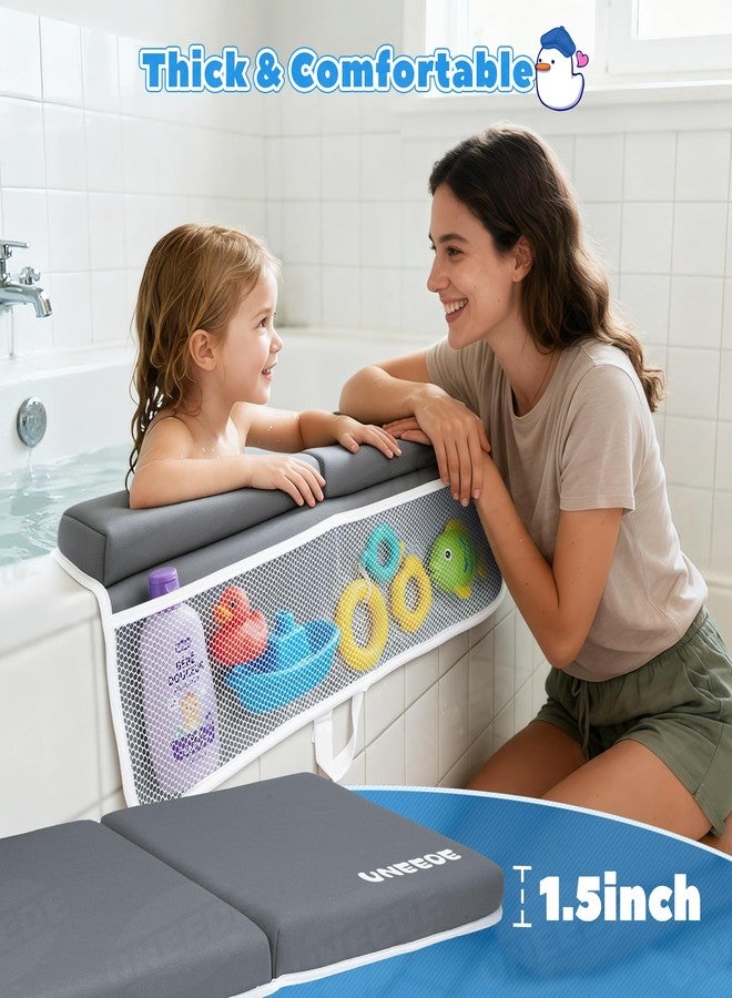 UNEEDE Baby Bath Kneeler and Elbow Rest Pad Set, Thick Memory Foam Bath Kneeling Pad with Elbow Support, Bathtub Mat with Toy Organizer for Bathing Infant or Toddler, Grey - Image 2